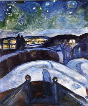 nuit étoilée 1924 Edvard Munch Peinture à l'huile